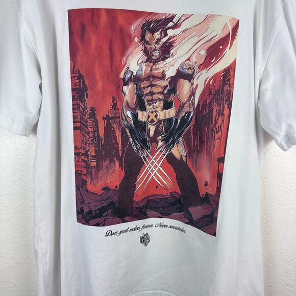 Darc Sport x Marvel Wolverine 'Still Standing' White Graphic Tee (410/1000) Sz L - Picture 2 of 9